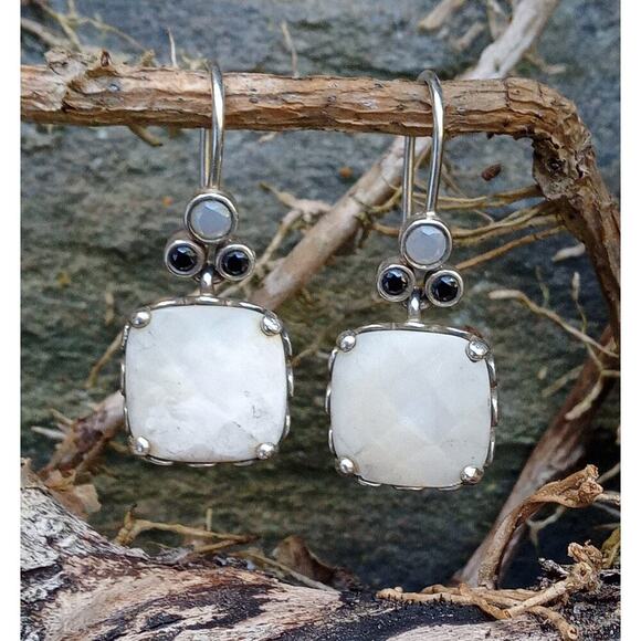 Vintage Pandora Earrings, Sincerity Silver, Mother of Pearl Earrings .925 Silver - Picture 1 of 3